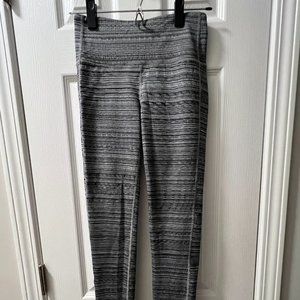 Athleta Leggings, Grey and Black Stripe Print, Ribbed, Size XS